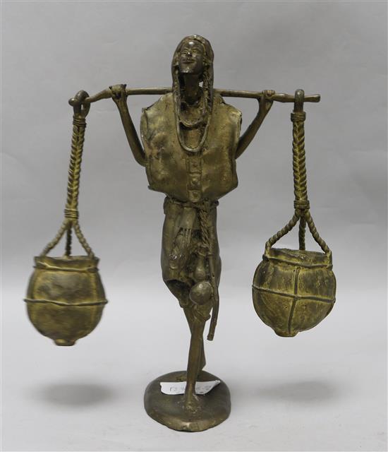 A bronze water carrier